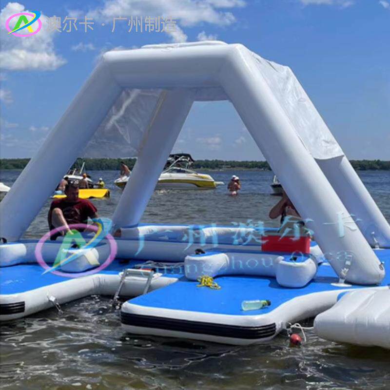 新款水上充气浮板休闲娱乐浮床充气浮毯可折叠躺椅浮台浮排海上玩