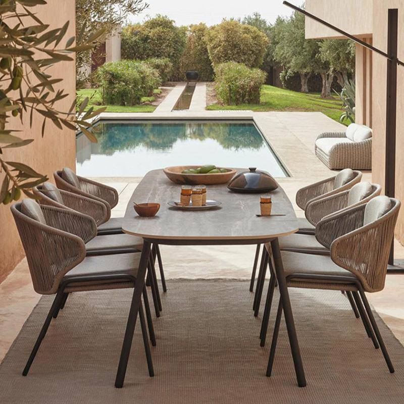 北欧户外阳台休闲桌椅组合别墅酒店庭院藤椅茶几室外藤编家具沙发