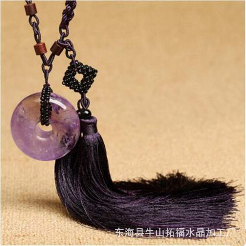 高档天然紫水晶车挂 平安扣车挂汽车内饰挂件水晶饰品