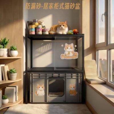 全封闭猫砂柜双层超大号防溅
