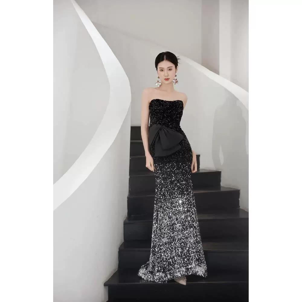Black bra top, elite evening dress