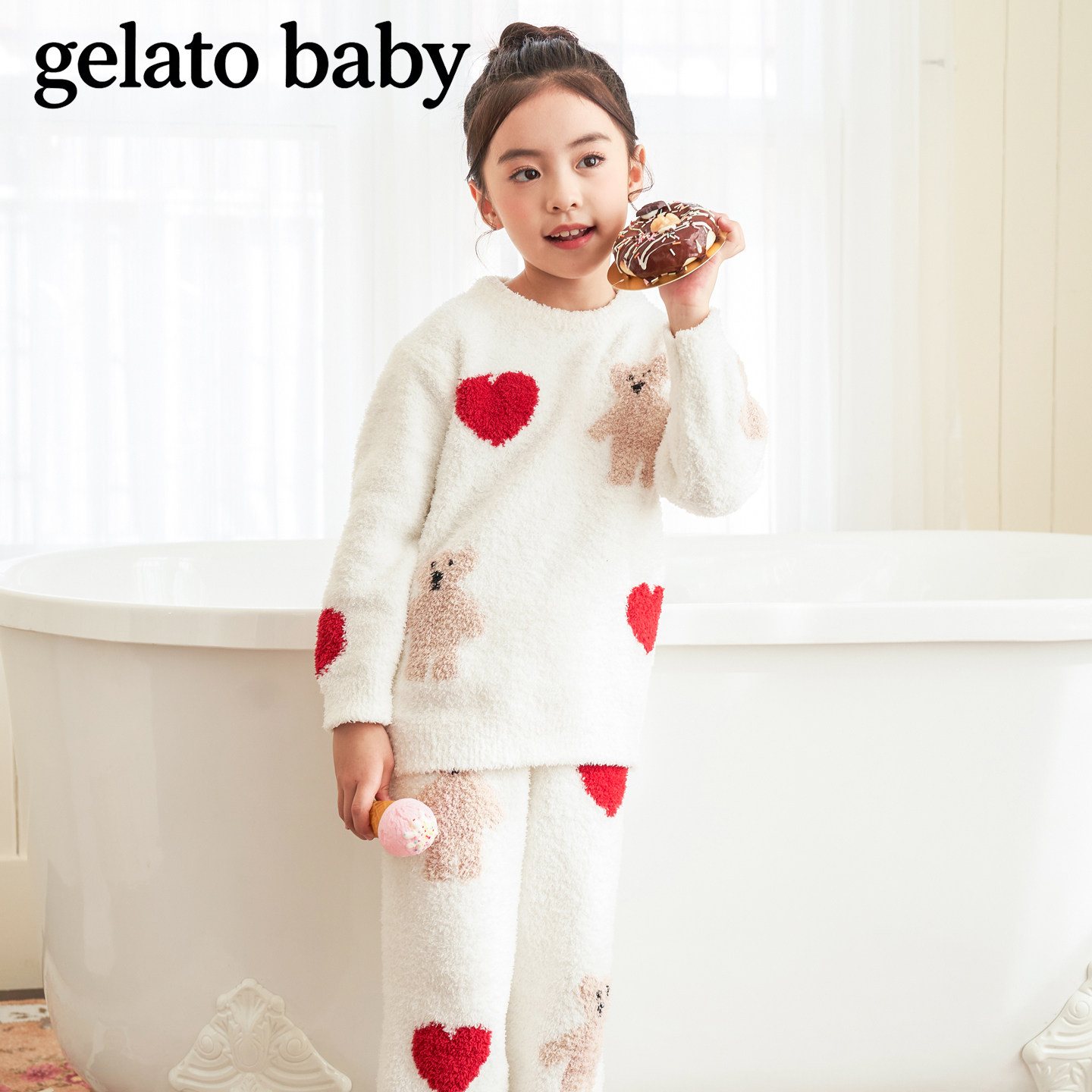 gelatobaby秋冬半边绒加厚睡衣