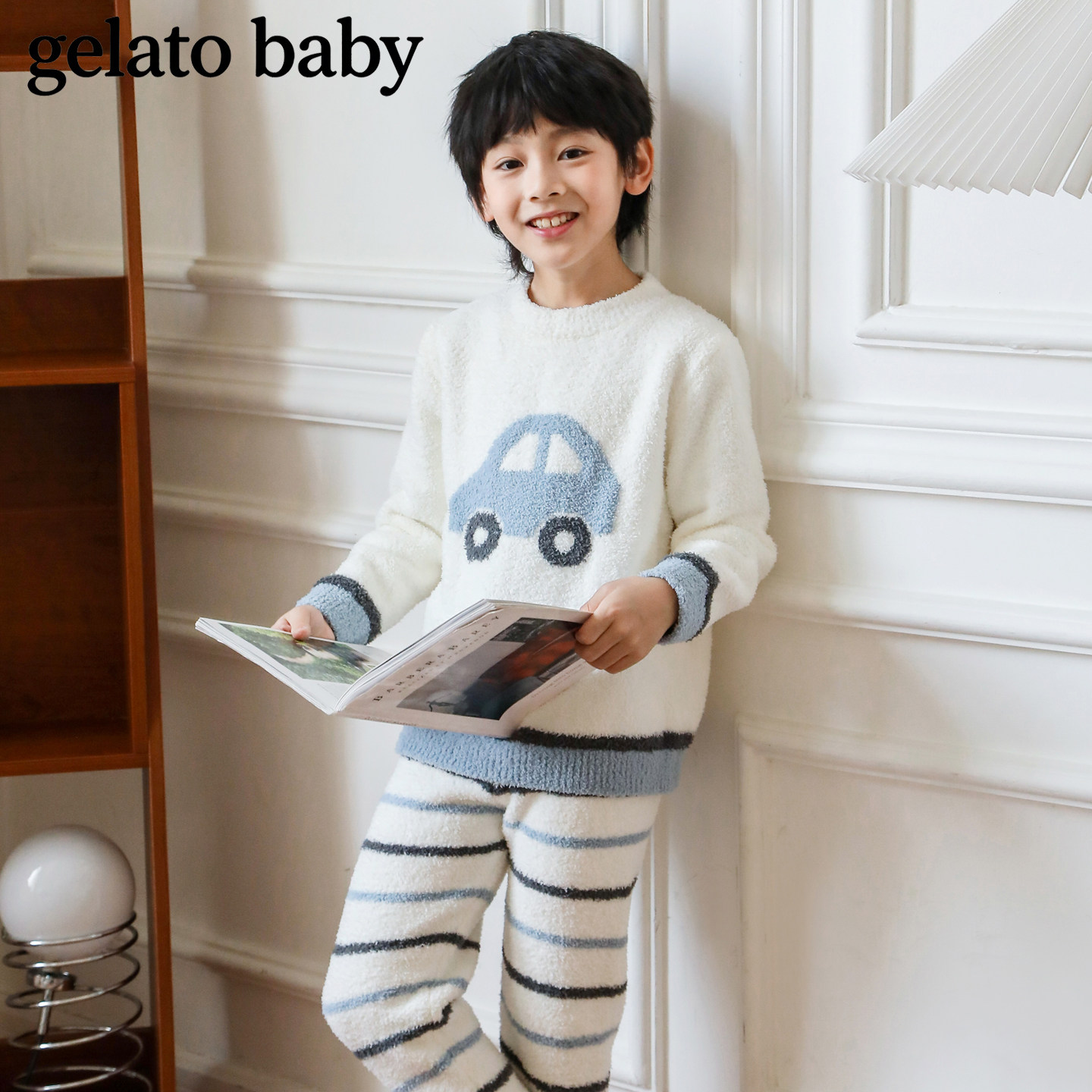 gelatobaby半边绒儿童睡衣套装