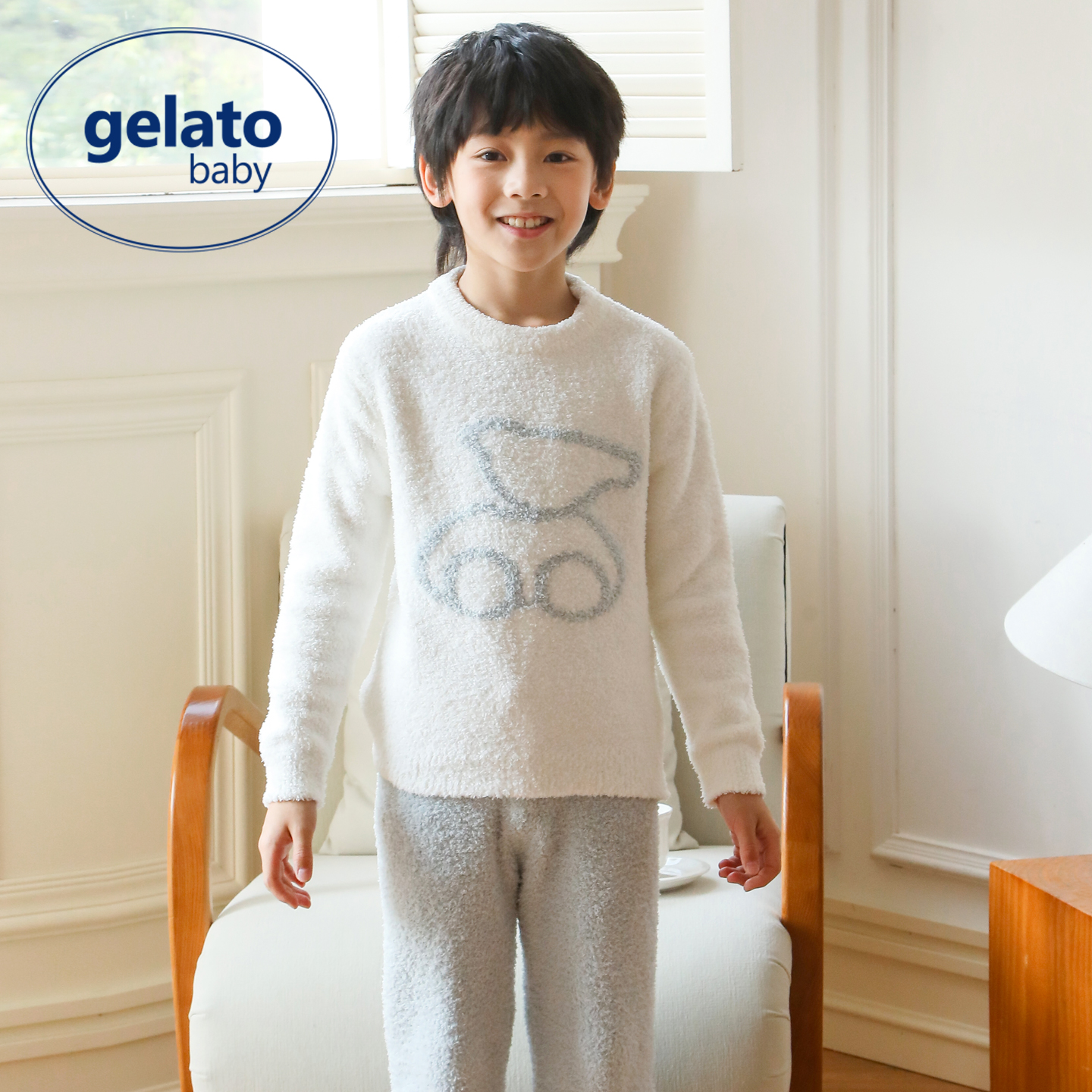 gelatobaby半边绒儿童睡衣秋冬