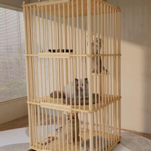 实木猫笼子【纯实木】家用猫别墅猫舍双层猫柜实木猫笼