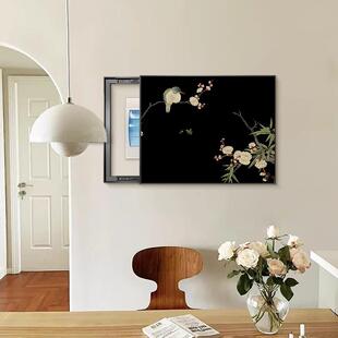 中古风餐厅电表箱装饰画新中式客厅玄关配电箱电闸遮丑挂画壁画