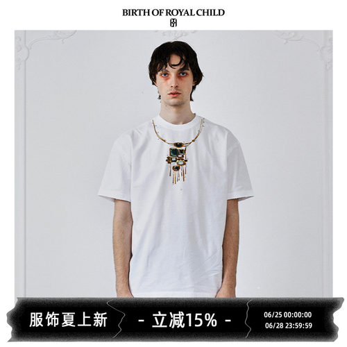 BIRTH OF ROYAL CHILD.BORC 【王力宏同款】宝石项链印花短袖T恤