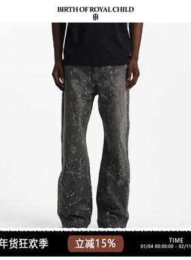 BIRTH OF ROYAL CHILD.BORC 【刘婷秀同款】银河满钻长裤复古水洗