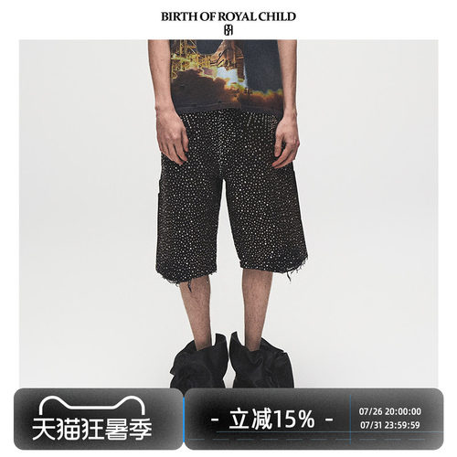 BIRTH OF ROYAL CHILD.BORC 【郑秀文同款】镭射满钻牛仔短裤