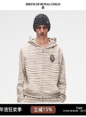 BIRTH OF ROYAL CHILD.BORC 【毕雯珺同款】条纹针织帽衫休闲外套