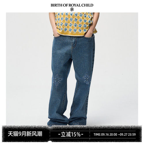 BIRTH OF ROYAL CHILD.BORC 【檀健次同款】光芒满钻牛仔裤14oz
