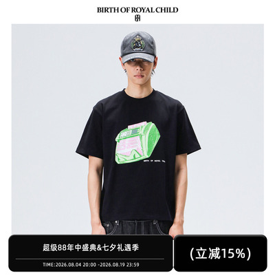 BIRTH OF ROYAL CHILD.BORC 验钞机烫钻TEE纯棉高温烫钻T恤短袖