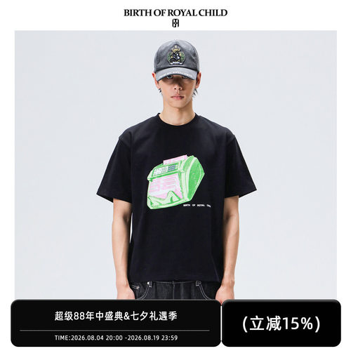 BIRTH OF ROYAL CHILD.BORC 验钞机烫钻TEE纯棉高温烫钻T恤短袖
