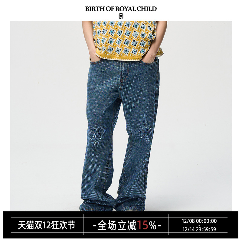 BIRTH OF ROYAL CHILD.BORC 【张新成同款】光芒满钻牛仔裤男