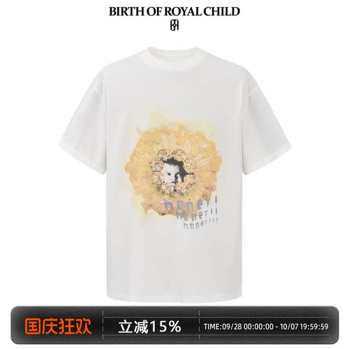 BIRTH OF ROYAL CHILD.BORC 蜜蜂印花TEE短袖男复古水洗做旧T恤