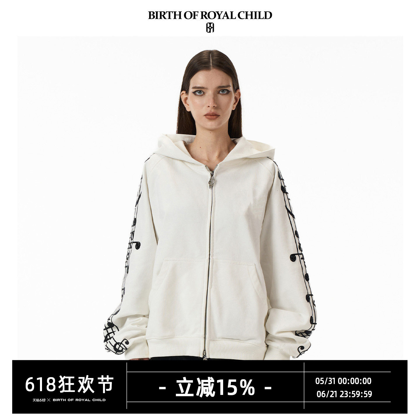 BIRTH OF ROYAL CHILD.BORC 【张泽禹同款】水晶音符帽衫湿布工艺