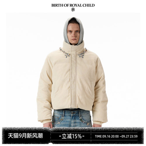 BIRTH OF ROYAL CHILD.BORC 手缝宝石羽绒服意大利灯芯绒90白鸭绒