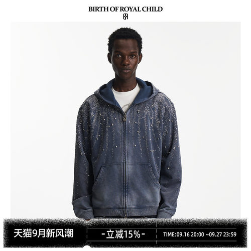 BIRTH OF ROYAL CHILD.BORC 【刘宪华同款】星星满钻复古水洗帽衫