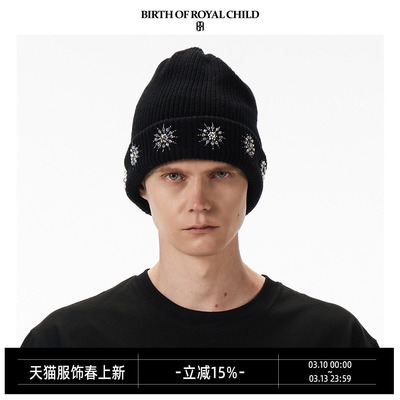 BIRTH OF ROYAL CHILD.BORC 雪花钉珠冷帽手工缝制宝石羊毛混纺