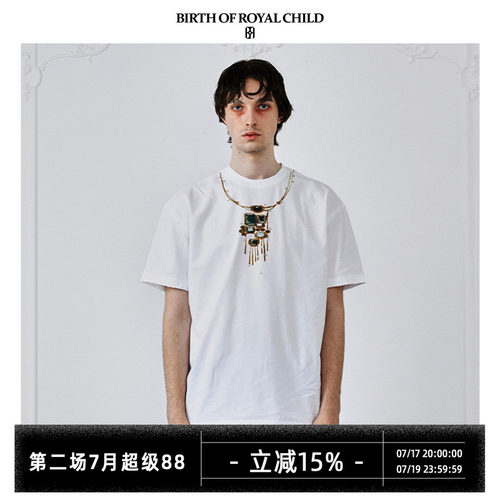 BIRTH OF ROYAL CHILD.BORC 【王力宏同款】宝石项链印花短袖T恤