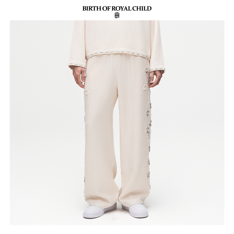 BIRTHOFROYAL花卉编织长裤