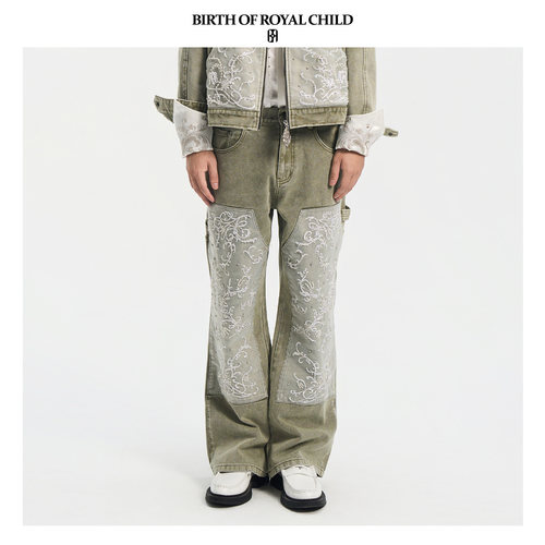 BIRTH OF ROYAL CHILD.BORC 【汪苏泷同款】宫廷工装裤藤蔓刺绣