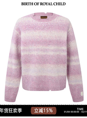 BIRTH OF ROYAL CHILD.BORC 【丁禹兮同款】手工镶钻高奢拼色毛衣