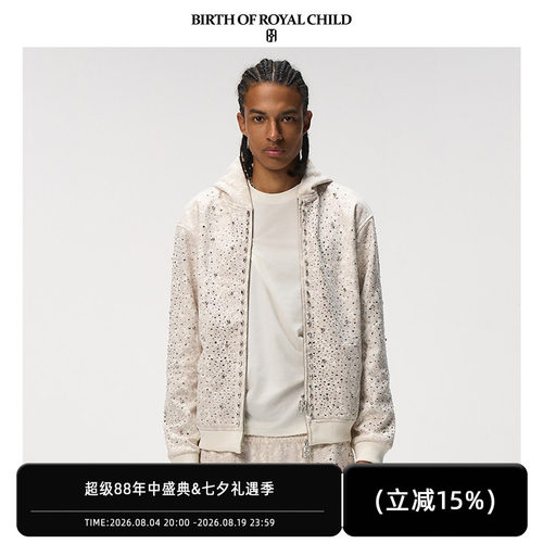 BIRTH OF ROYAL CHILD.BORC 【丁程鑫同款】腰果花珍珠拉链帽衫男