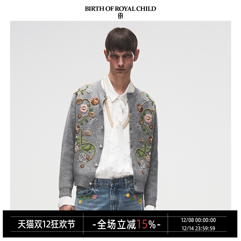 BIRTH OF ROYAL CHILD.BORC 【丁程鑫同款】手绣花卉开衫外套男