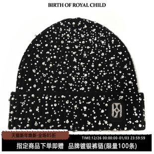 新款 ROYAL 珍珠满钻冷帽男冬季 休闲毛织帽 CHILD.BORC BIRTH
