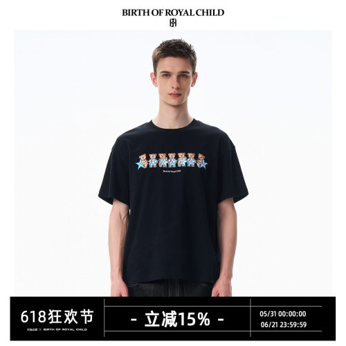 BIRTH OF ROYAL CHILD.BORC 小熊刺绣T恤立体印花烫钻磨毛面料TEE