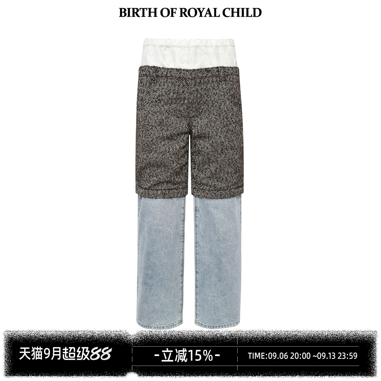 Bbirthofroyc立体印花牛仔裤图片