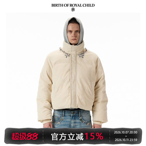 BIRTH OF ROYAL CHILD.BORC 手缝宝石羽绒服意大利灯芯绒90白鸭绒