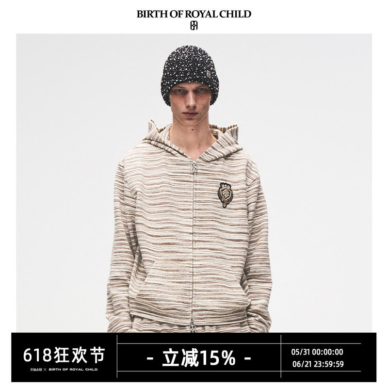 BIRTH OF ROYAL CHILD.BORC 【毕雯珺同款】条纹针织帽衫休闲外套