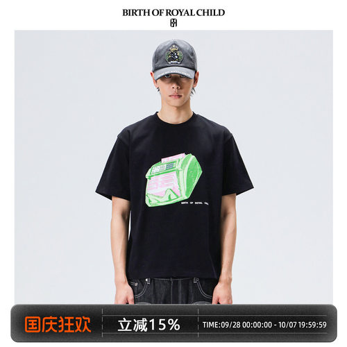BIRTH OF ROYAL CHILD.BORC 验钞机烫钻TEE纯棉高温烫钻T恤短袖