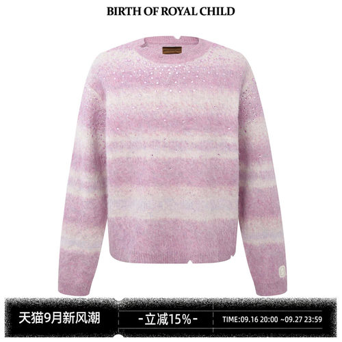 BIRTH OF ROYAL CHILD.BORC 【沙溢同款】手工镶钻拼色毛衣拼色