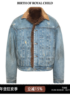 BIRTH OF ROYAL CHILD.BORC 【吴嘉轩同款】泥染褶皱短款牛仔外套