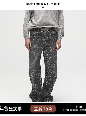 BIRTH OF ROYAL CHILD.BORC 【lisa同款】立体满钻牛仔裤男