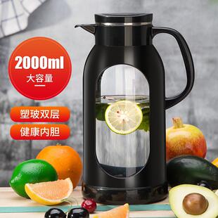 明霞凉水壶玻璃耐高温耐热家用防爆冷水壶2000ml大容量杯子凉水杯