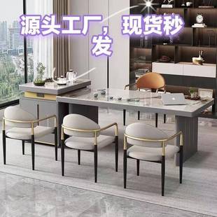 轻奢岛台餐桌一体岩板桌椅组合家用可移动茶台多功能储物泡茶茶桌