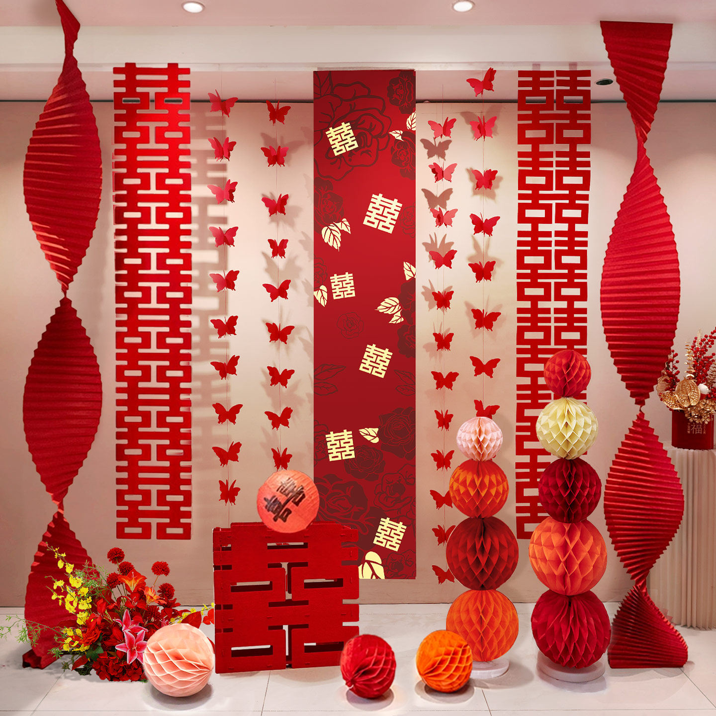 婚房布置结婚新房客厅沙发背景墙装饰用婚礼男方女方房间拉花套装,节庆用品/礼品,拉花,淘宝优惠券,粉丝福利购,淘宝优惠卷