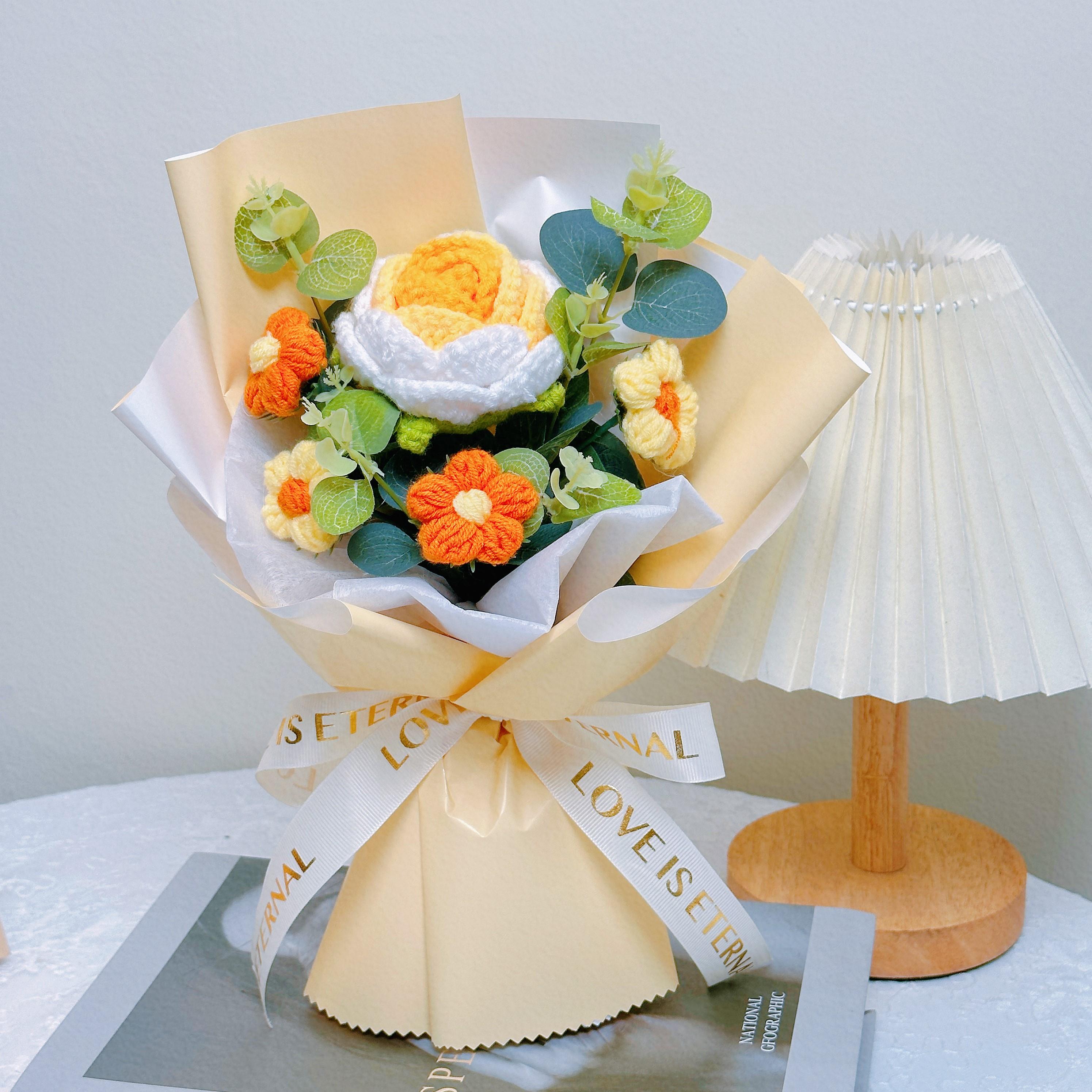 圣诞节花束礼物成品针织花束向日葵毛线小花束编织生日送女生毕业
