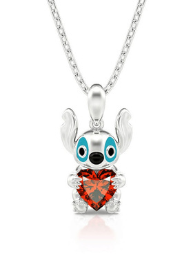 Amazon跨境新款独立站爆款星际传奇史迪仔爱心皓石微镶男女式