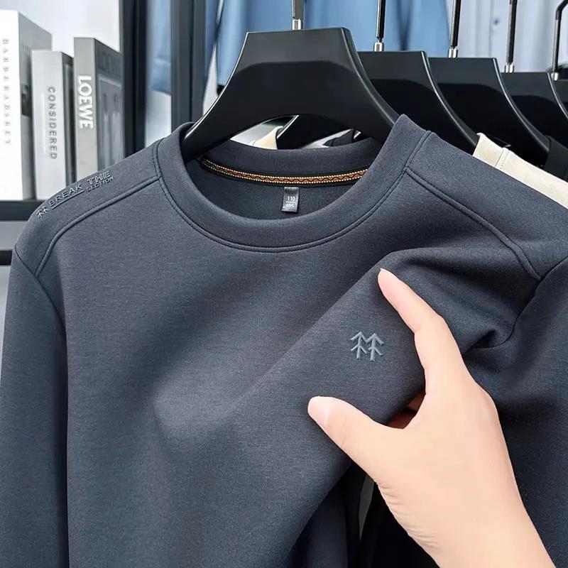 云树Cloudttree轻奢严选户e外时尚长袖圆领男简约男士秋冬加绒圆