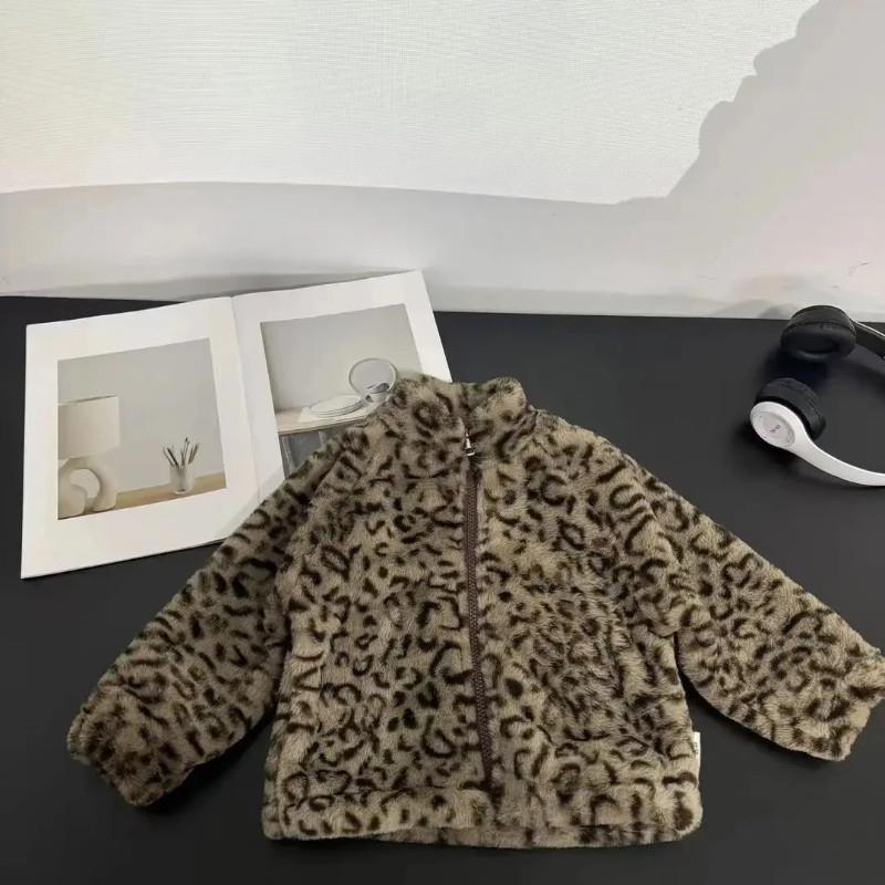 胜源严选G冬新】冬季豹纹加绒外X套男童女童秋冬厚款百搭洋气