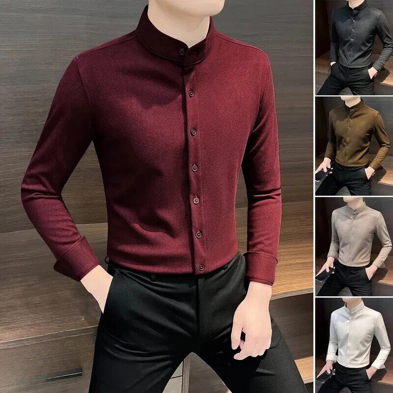 JAKE CAVOS鞋服旗舰新款加绒立领磨毛长袖衬衫男款冬季保暖衬衣