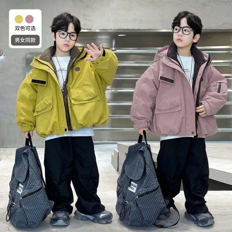 星童优选童装儿童装男童日系夹克保暖棉服冬季棉衣连帽冲锋衣棉服