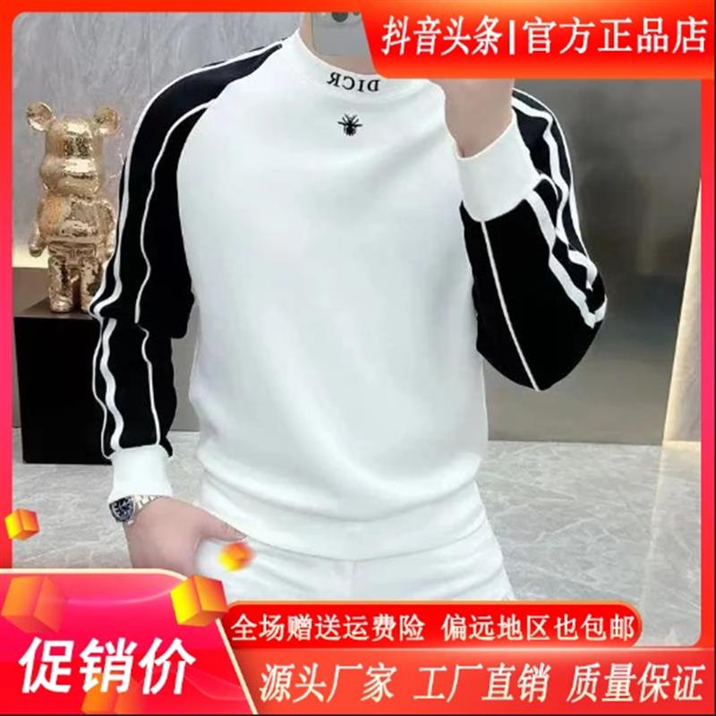 财俊轻奢男装双12严选男士欧货加绒卫衣202h5秋新个性潮牌刺绣长