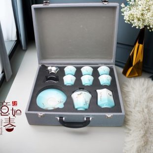 唐山骨質瓷漸變茶盞禮盒功夫茶具元 整套 代四家吳鎮墨竹骨瓷中式