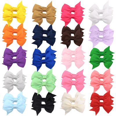 6cm纯色螺纹蝴蝶结鸭嘴夹